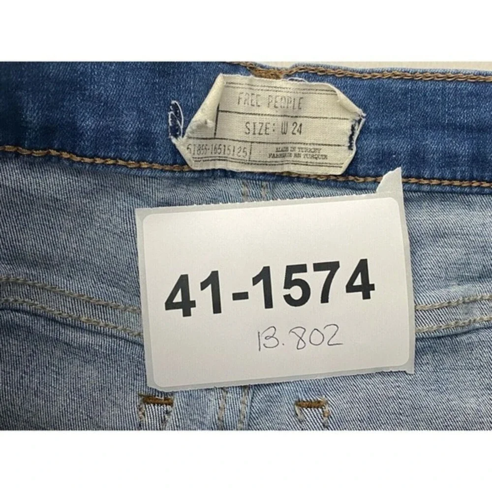 Free People‎ Jeans Womens 24 Skinny Raw Hem Ripped Boho Shark bite Indie Sleaze